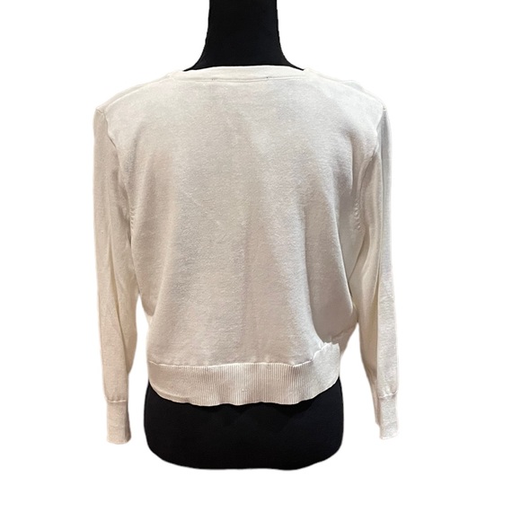 Karl Lagerfeld creamy coastal gramma white button front knit cardigan size large - Picture 4 of 8